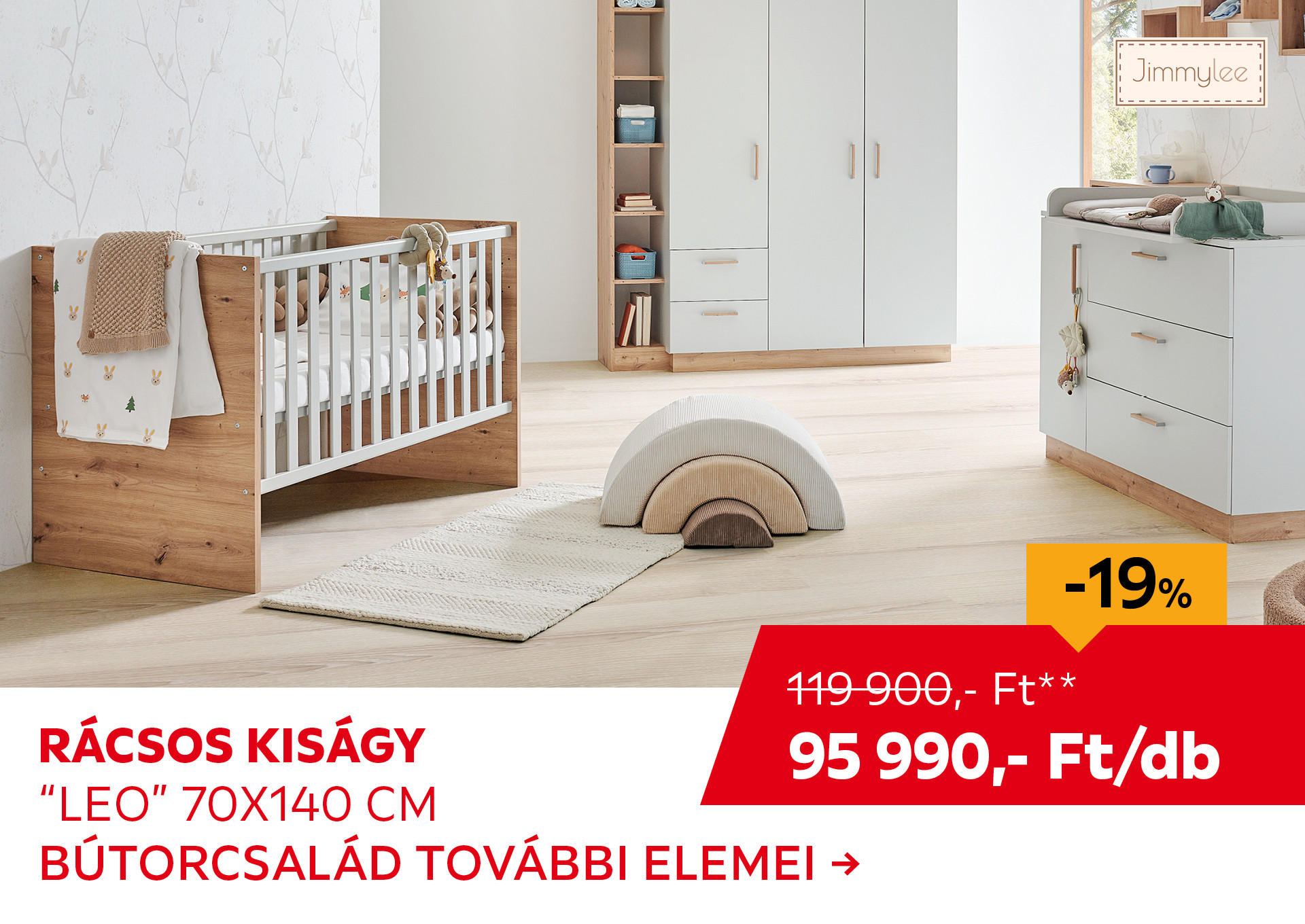 RÁCSOS KISÁGY "LEO" 70X140 CM Kiemelt termék 119900 Ft.- helyett 95990 Ft.-