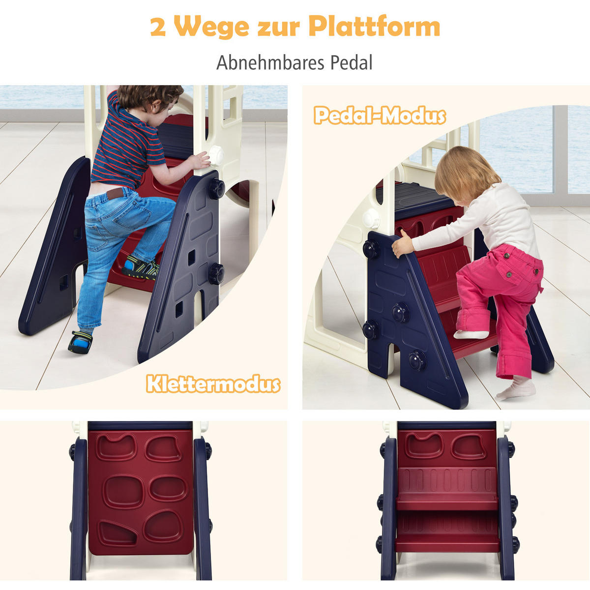 6-IN-1-RUTSCHE FÜR KINDER Blau - Blau, Kunststoff (83/98/190cm) - COSTWAY