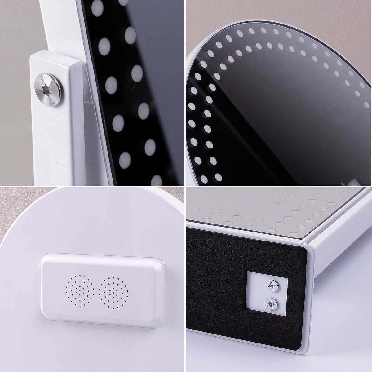 SCHMINKTISCH mit 6 Schubladen 92/55/81 CM und LED Beleuchtung Schminkspiegel 58 x 46 CM - Weiß, Holz (55/81/92cm) - VANITII