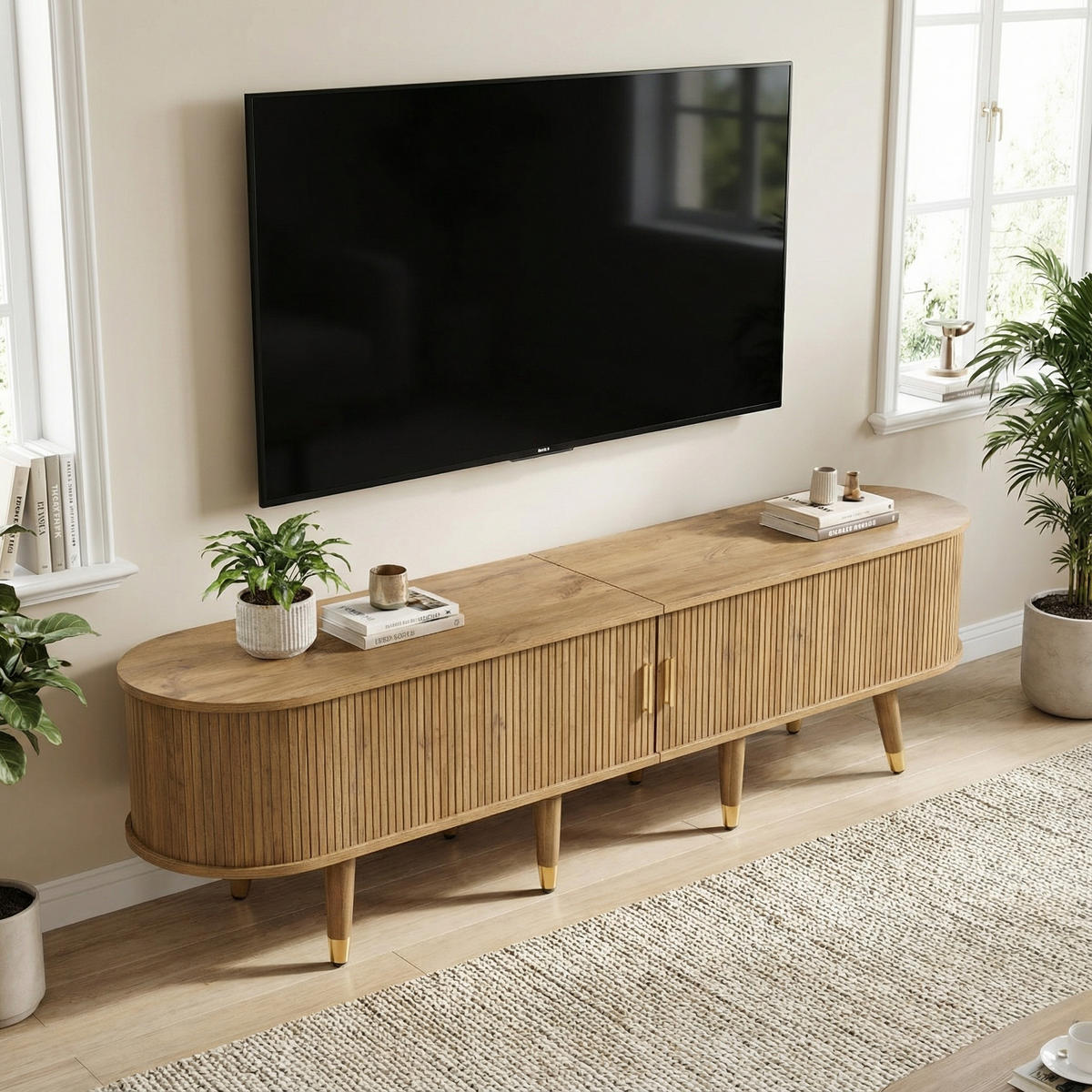 TV-SCHRANK in Holzoptik mit Schiebetür - Sonoma Eiche, Holzwerkstoff (175/45/38cm) - Urban Meuble