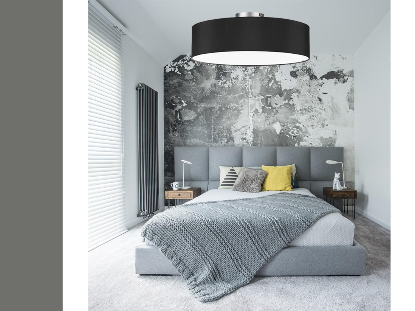 DECKENLAMPE Ø50cm, Lampenschirm Stoff Schwarz - Schwarz, Textil (50/50/19cm) - meineWunschleuchte