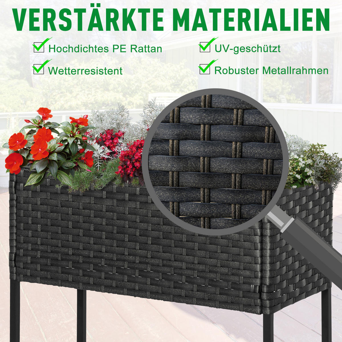 HOCHBEET 70x30x72 cm Rattanoptik braun - Braun, Naturmaterialien (70/70/30cm) - LEBENLANG