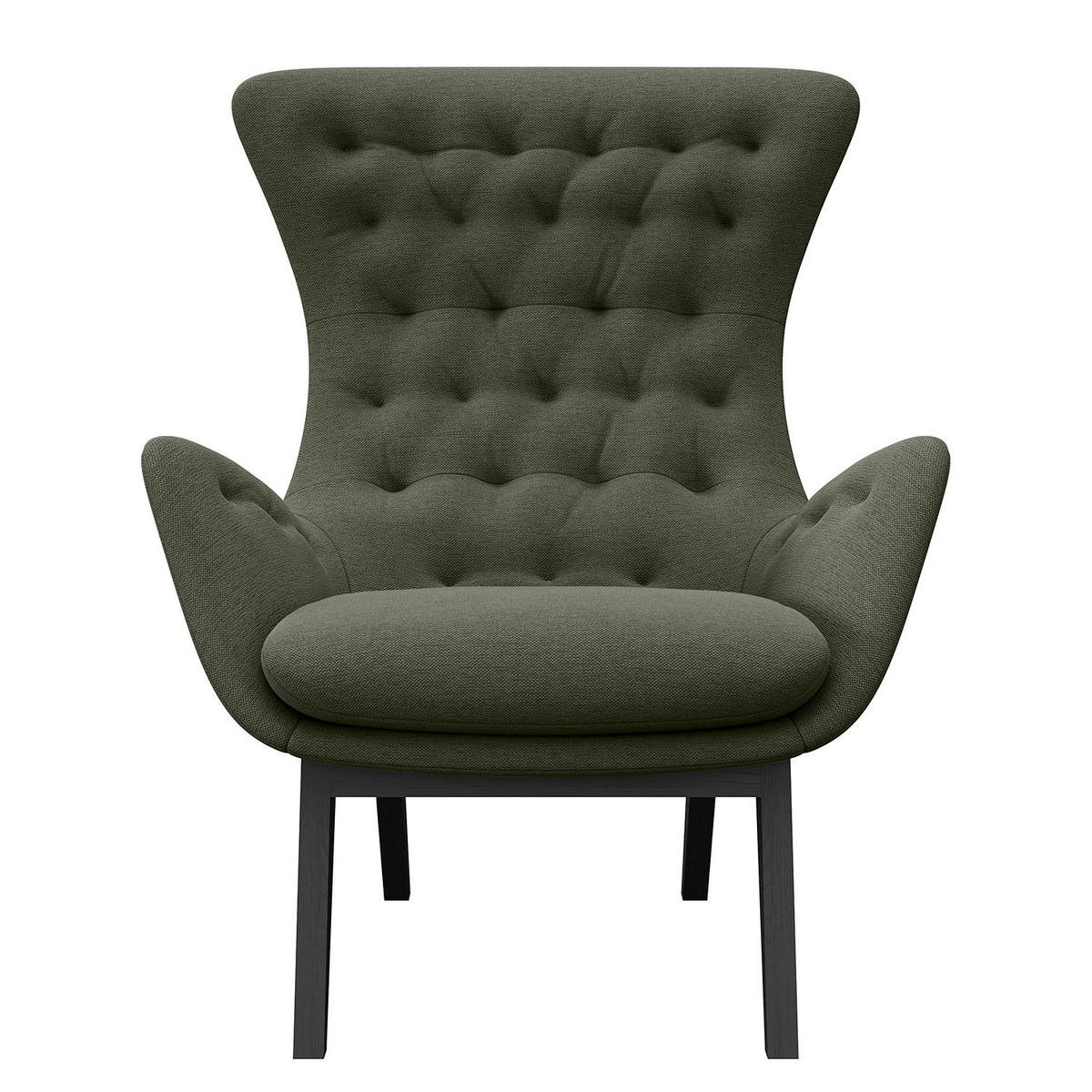 SESSEL - Webstoff - Schwarz/Grau, Eichenholz/Holz (85/101/93cm) - home24