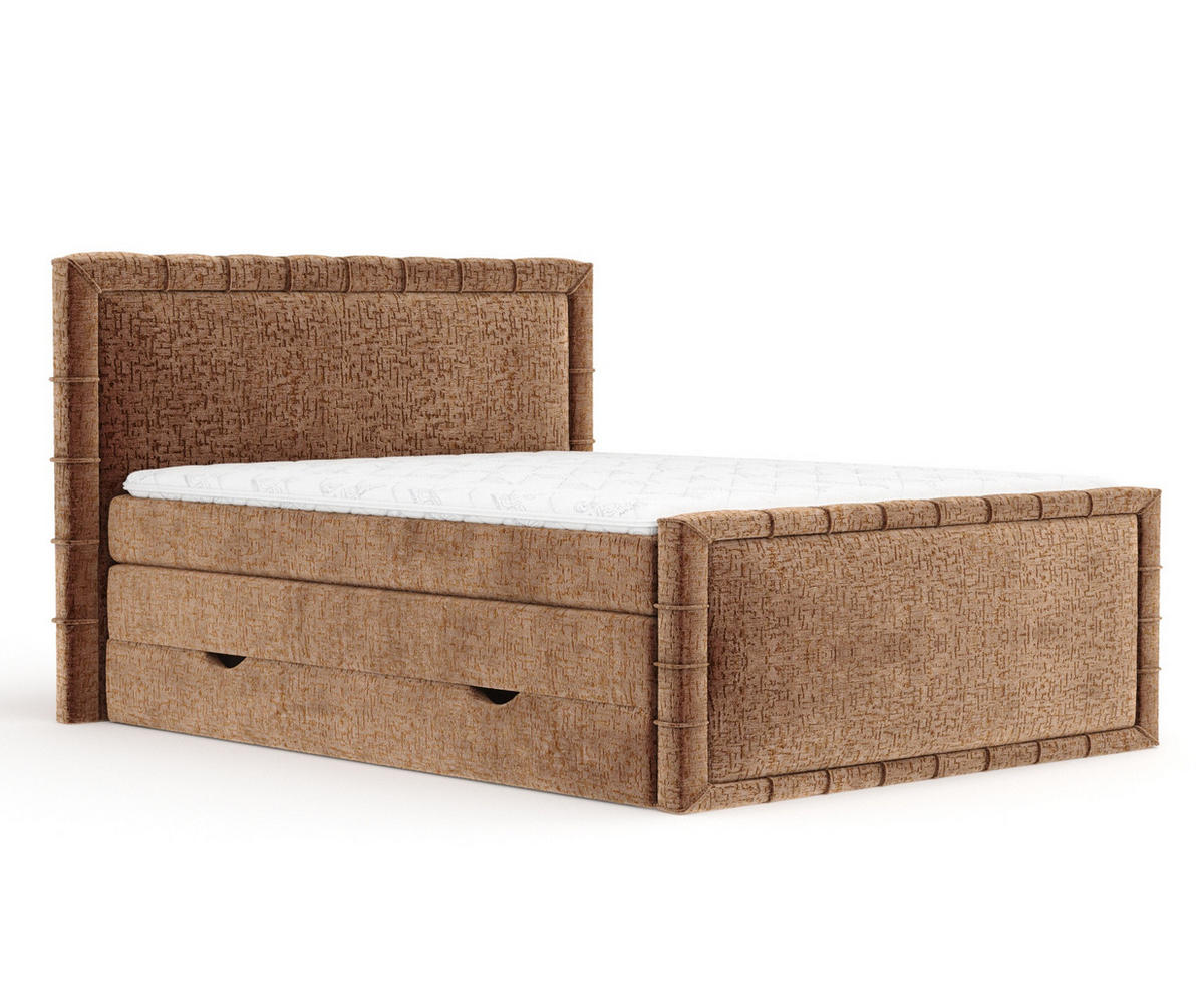 BOXBETT Estelle Kupferfarbe 160/200 cm im Chenille-Stoff - Schwarz/Kupferfarben, Holz/Holzwerkstoff (160/200cm) - Maison de Reve