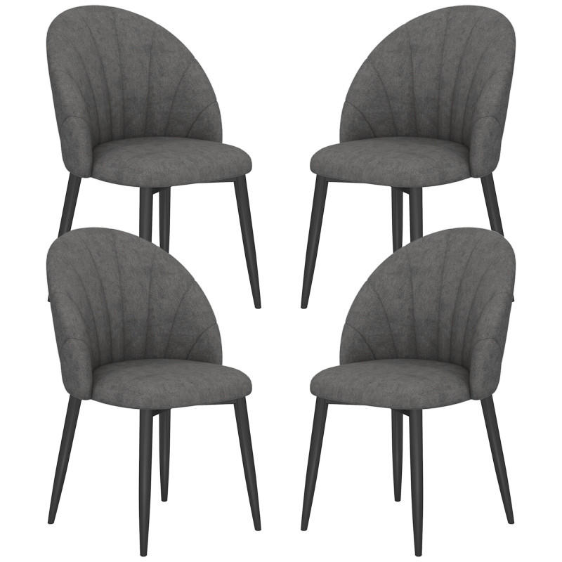 STUHL-SET DE-36048 4 Stück Schalenrücken in Samtoptik Grau - Dunkelgrau, Metall (52/79/54cm) - ComfortXL