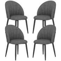 STUHL-SET DE-36048 4 Stück Schalenrücken in Samtoptik Grau - Dunkelgrau, Metall (52/79/54cm) - ComfortXL