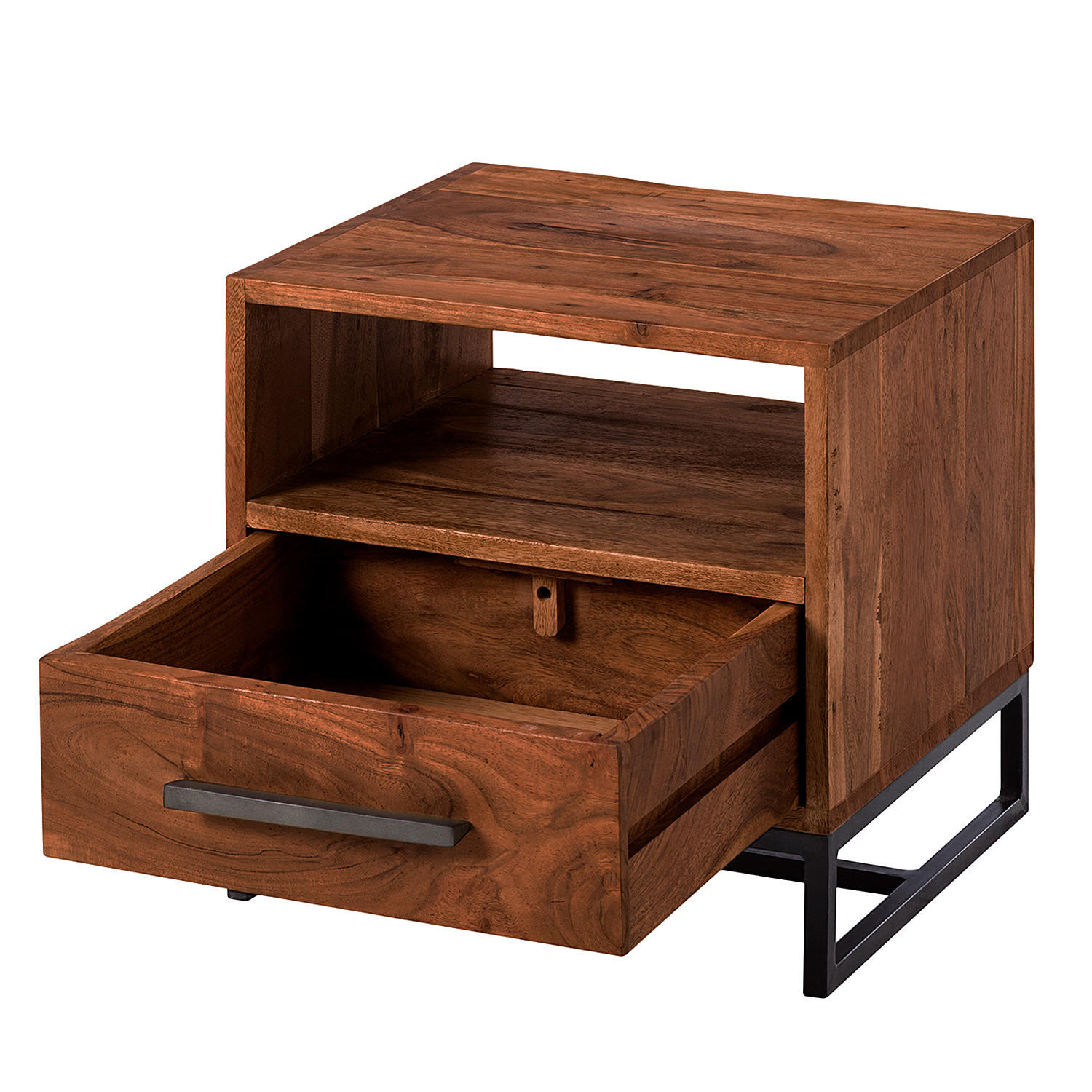 NACHTTISCH - Akazie massiv - Akaziefarben, Holz (40/40/35cm) - home24