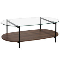 COUCHTISCH, Braun und Glas - Braun, Glas (120/55/40cm) - Oviala