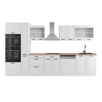 KÜCHENZEILE R-Line Weiß Landhaus/Weiß 350 cm mit Hochschrank, AP Eiche - Weiß, Holzwerkstoff (350/81.6/60cm) - Vicco