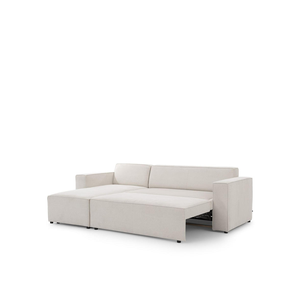 ECKSOFA Schlafsofa Waldo In Stoff Poso - Greige, Holzwerkstoff/Textil (260/173cm) - Fun Möbel