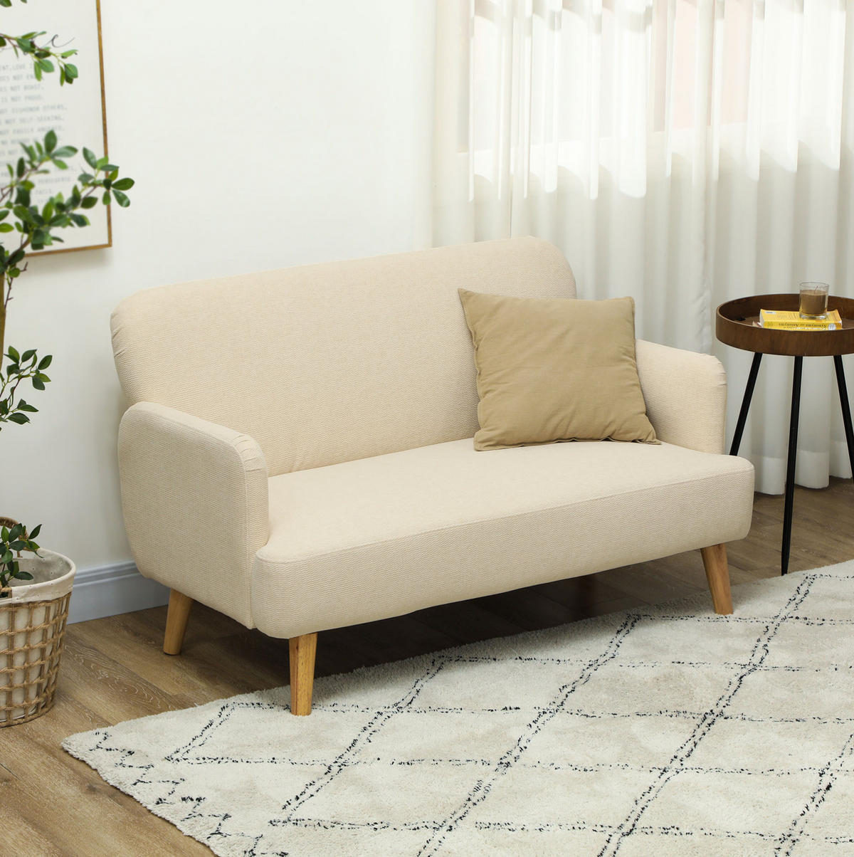 DVOSJED od baršunaste tkanine, 130/74/79 cm krem bijeli, 2-sjed - krem, tekstil (74/79/130cm) - BEAOK
