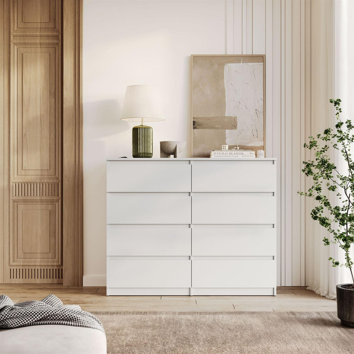 SIDEBOARD HANA M8 mit Schubladen Weiß - Weiß, Holzwerkstoff (120/97/40cm) - Lookway