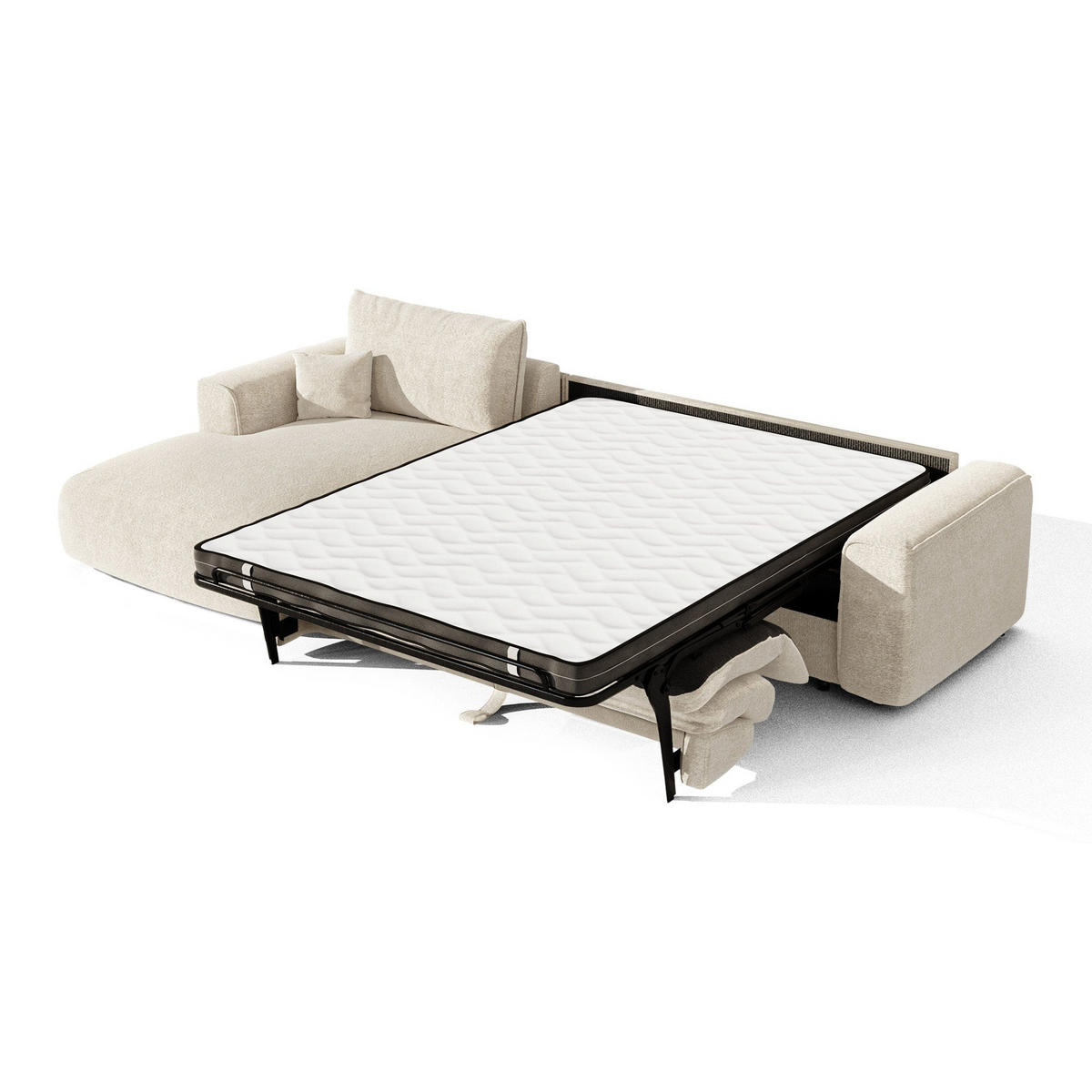 SCHLAFSOFA Express COMO Bouclé-Stoff Creme 300cm - Creme, Textil (300/165cm) - Premium Interiors