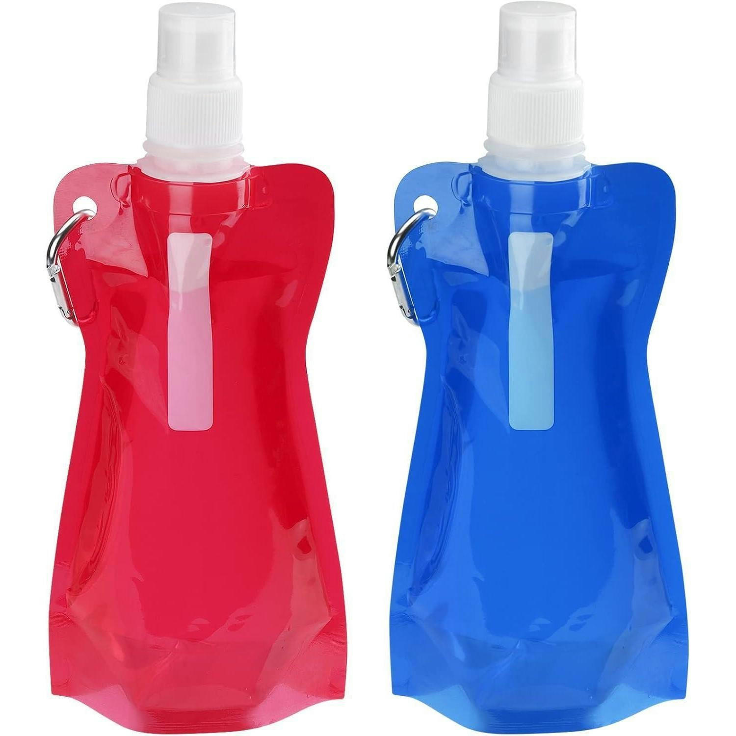 TRINKFLASCHE 2-teiliges Set 500 ml faltbar mit Karabiner Rot+Blau - Multicolor, Kunststoff (1/1cm)