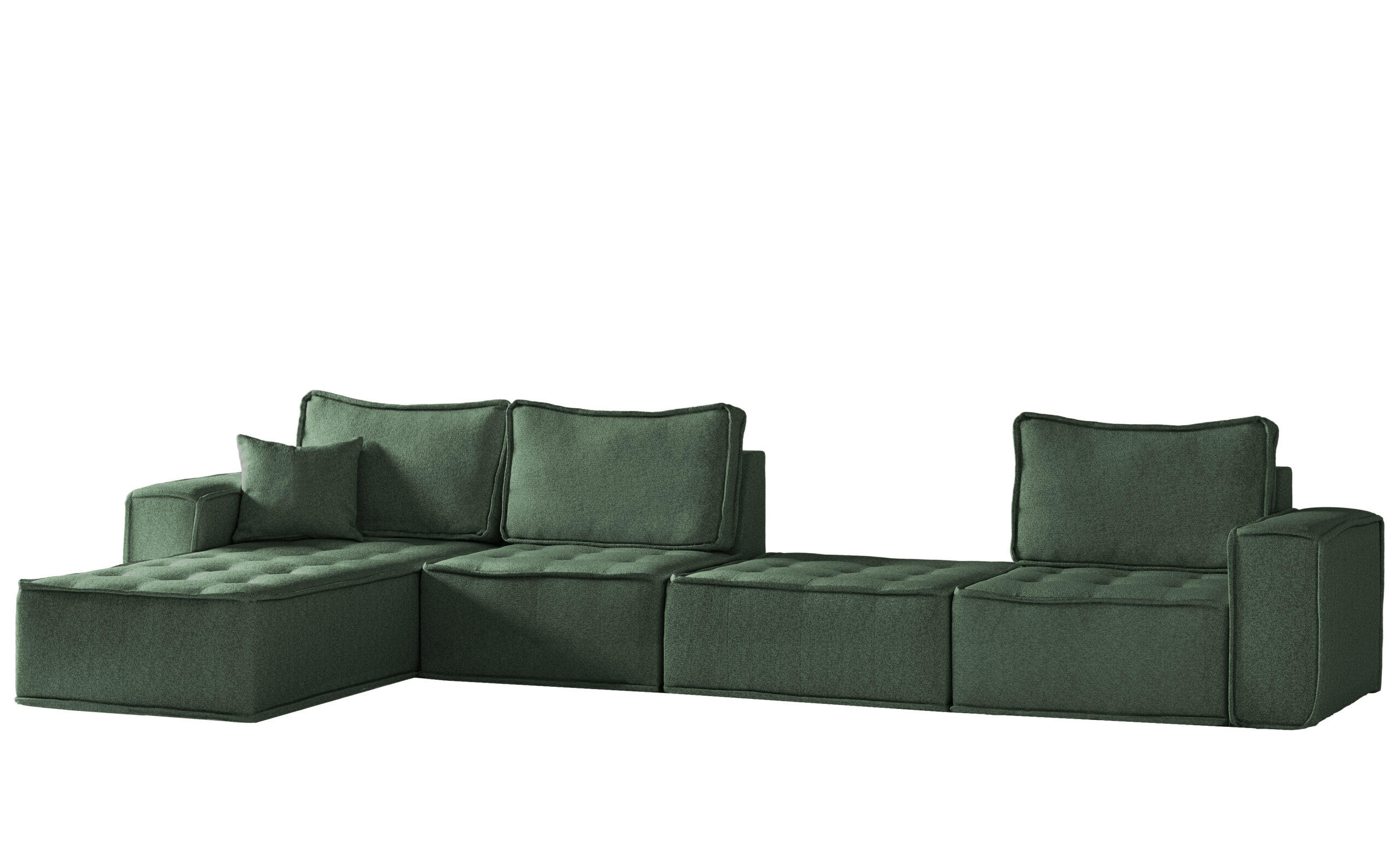 BOHOO modulare Ecke XL Hellgrün Links - Hellgrün, Holz (192/382cm) - Kaiser Möbel