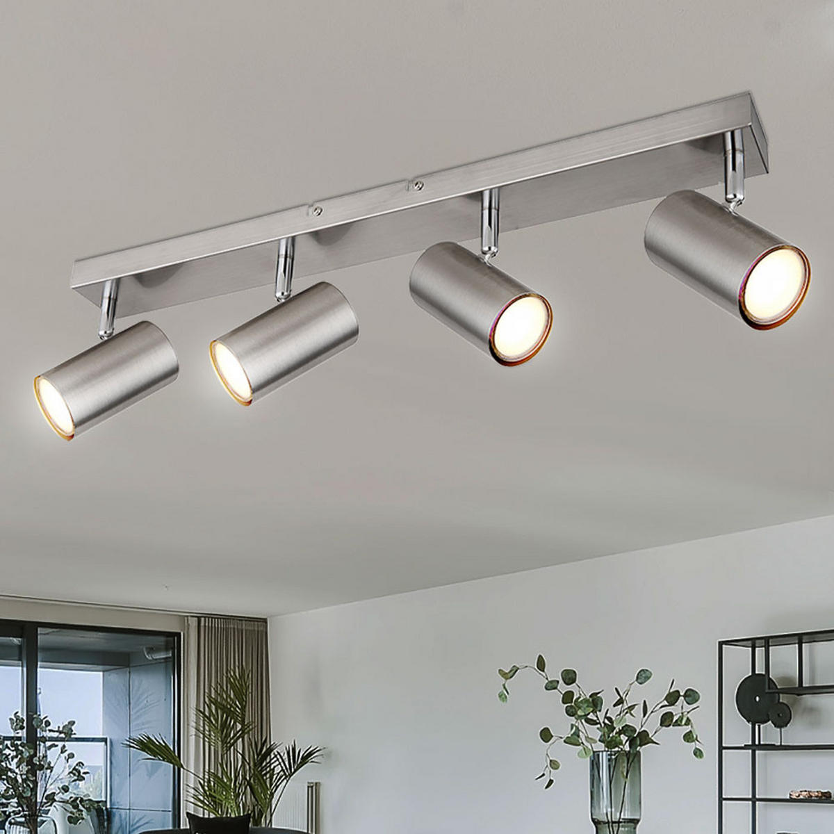 LED DECKENLEUCHTE Nickel Silber matt - Silberfarben, Metall (56/6/12cm) - Globo Lighting