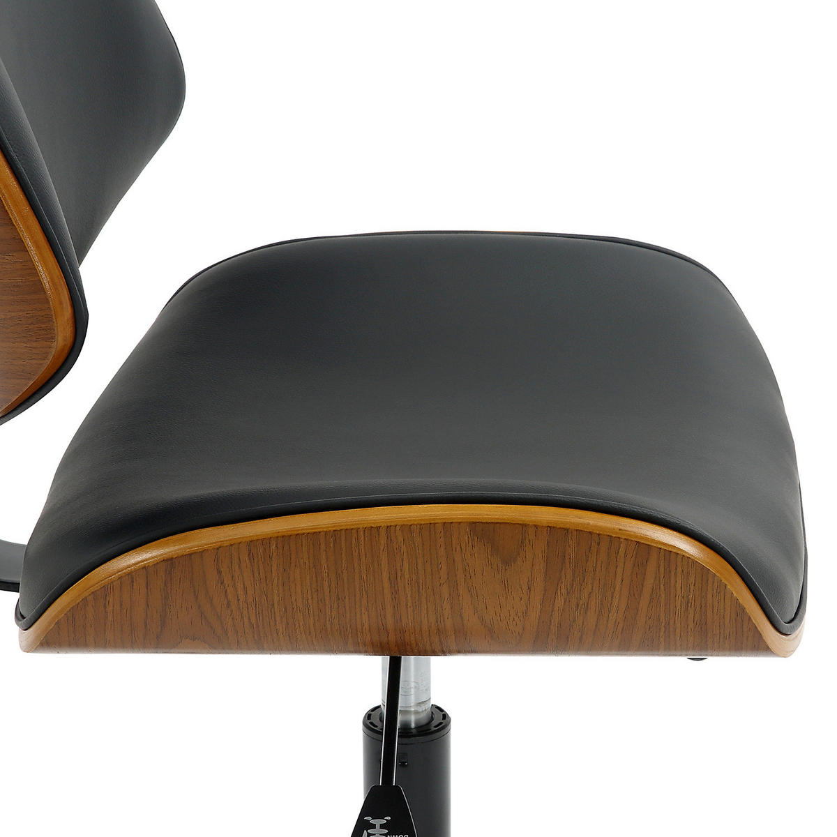 BÜROSTUHL - Kunstleder / Pappel teilmassiv - Schwarz / Pappel Dunkel - Schwarz, Holz/Kunststoff (48/74/51cm) - home24