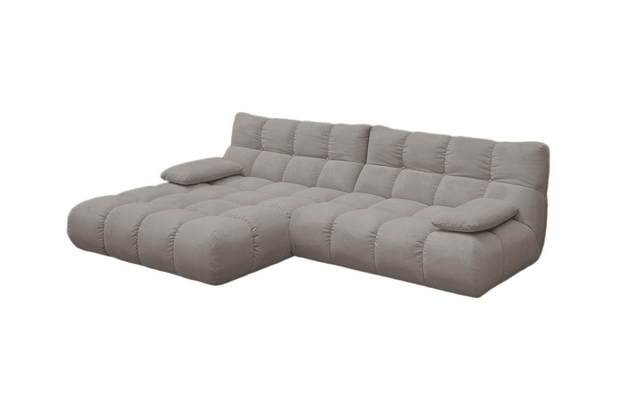 ECKSOFA VIVIEN Grau Cord - Schwarz/Grau, Kunststoff/Textil (290/178cm) - KAWOLA