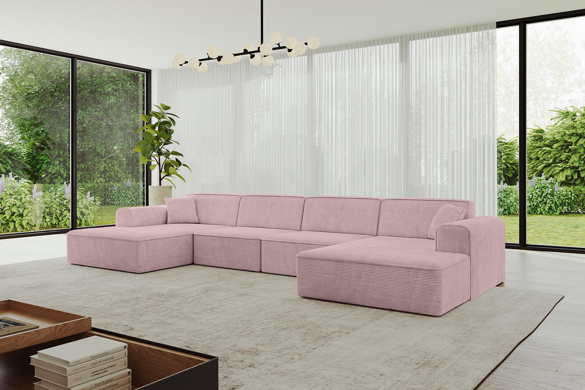 WOHNLANDSCHAFT IREA-U2-v3 - 388x171x79 cm Rosa - Rosa, Holzwerkstoff/Textil (388/79/171cm) - ALTDECOR