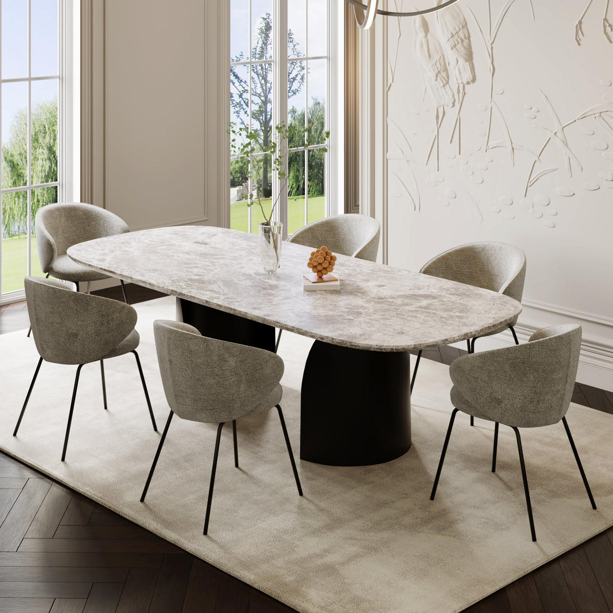 ESSZIMMERSTUHL Texturierter Samt Taupe 53.5cm - Taupe, Textil (53.5/75/54cm) - Sia Home