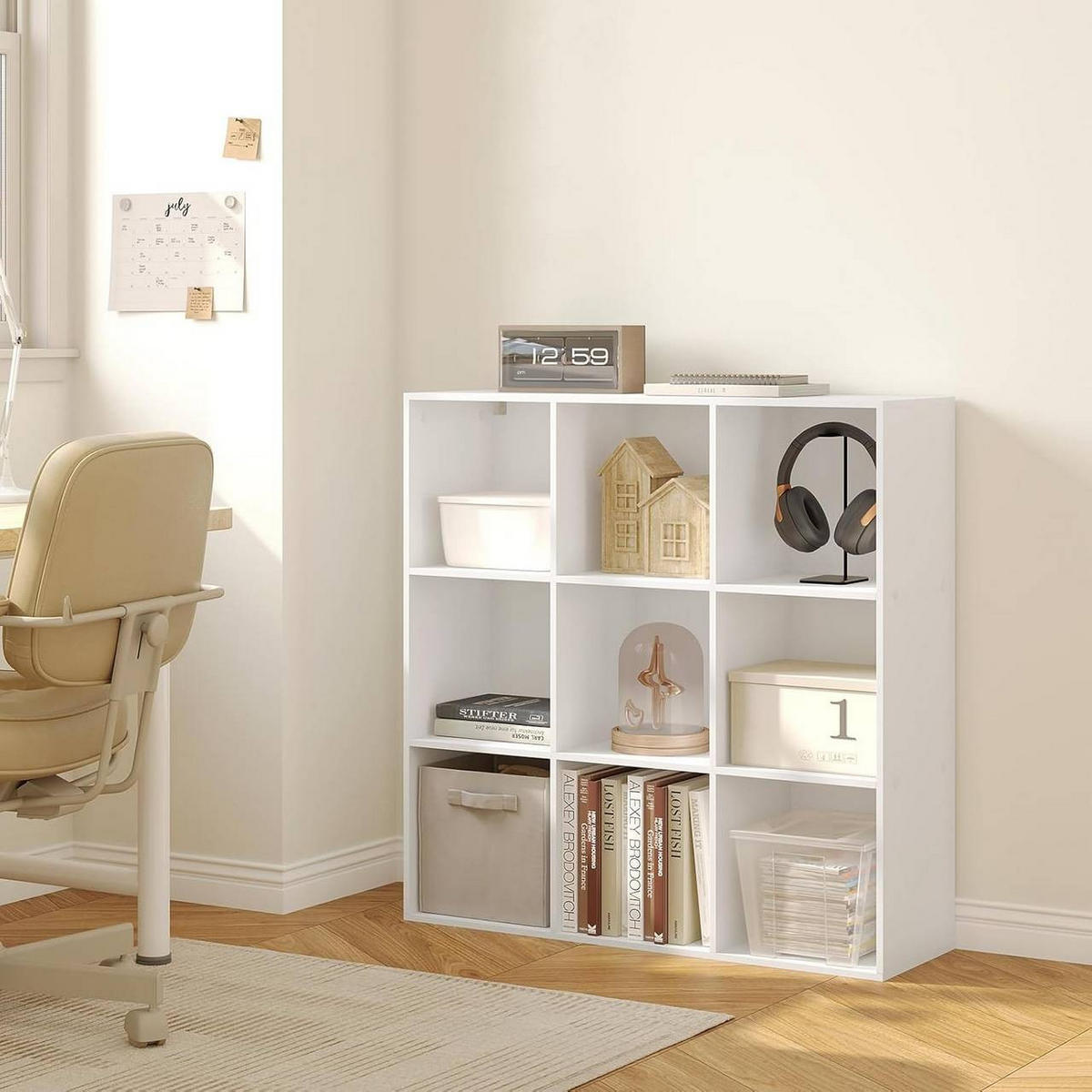 REGAL Bücherregal mit 9 Fächern, Standregal, Weiß - Weiß, Holzwerkstoff (94/93/29.5cm) - Woltu