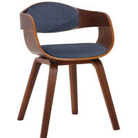 ARMLEHNENSTUHL Stoff Walnuss/Blau - Blau/Walnussfarben, Holz/Textil (49/73/46cm) - CLP