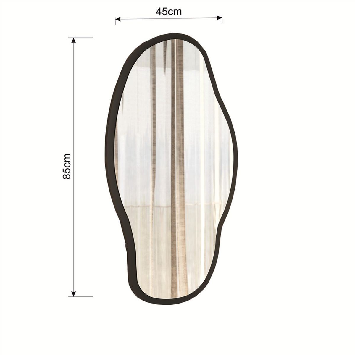 SPIEGEL Haki 85x45cm - Schwarz, Holzwerkstoff (45/85/3.5cm) - moebel17