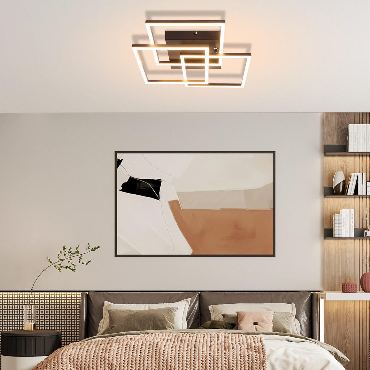 LED-DECKENLEUCHTE Luke 40/40/9cm - Schwarz, Metall (40/40/9cm) - Nettlife