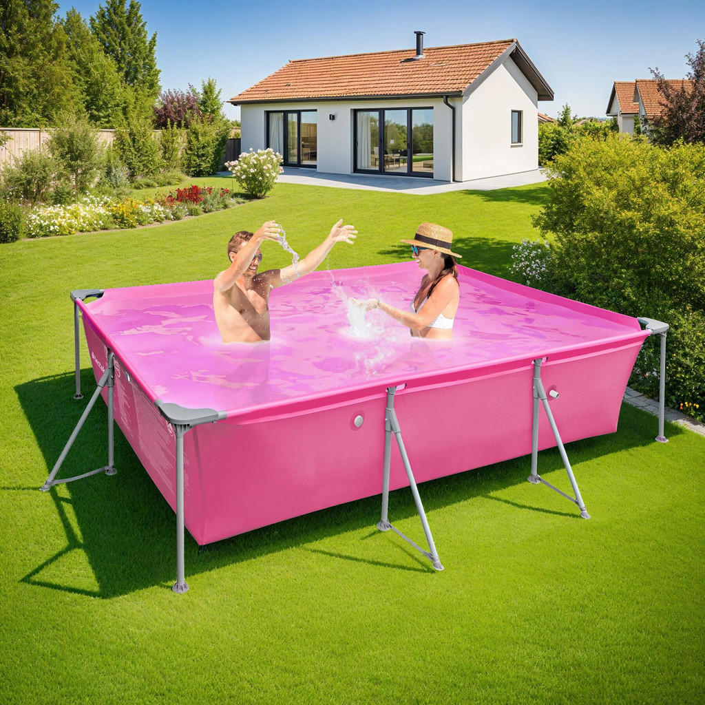 Thumbnail - tectake Swimming, Pink, Kunststoff, Quadratisch, 282x70x375 cm, CE, Freizeit, Pools und Wasserspaß, Pools