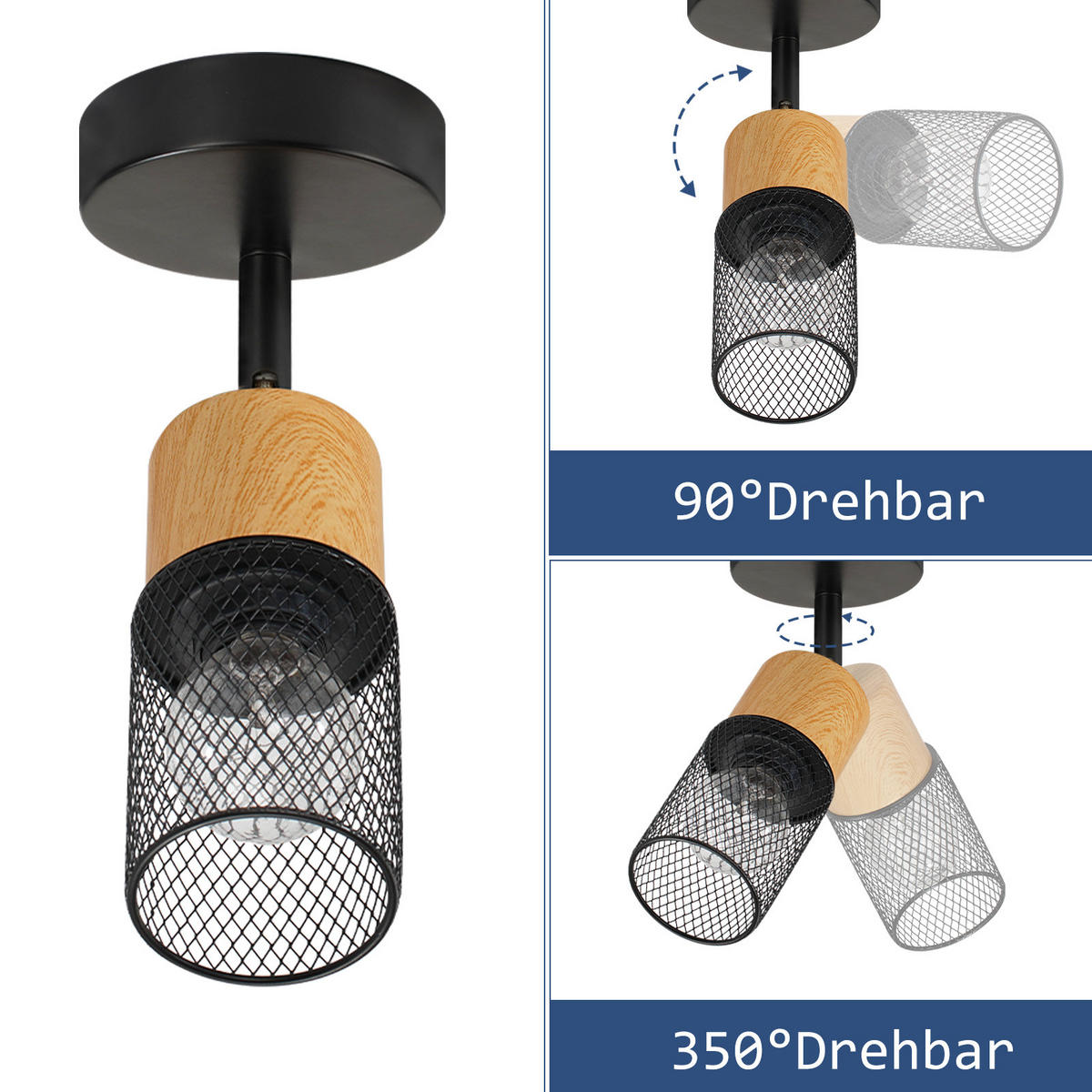 DECKENLEUCHTE Lichty 9/20/21cm - Schwarz, Metall (9/20/21cm) - Nettlife