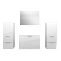 BADMÖBEL Set Gently 1 V3 Weiß MDF Waschtisch 80cm - Weiß, Glas/Kunststoff (46/52/80cm) - AcquaVapore by Sandra Jentho