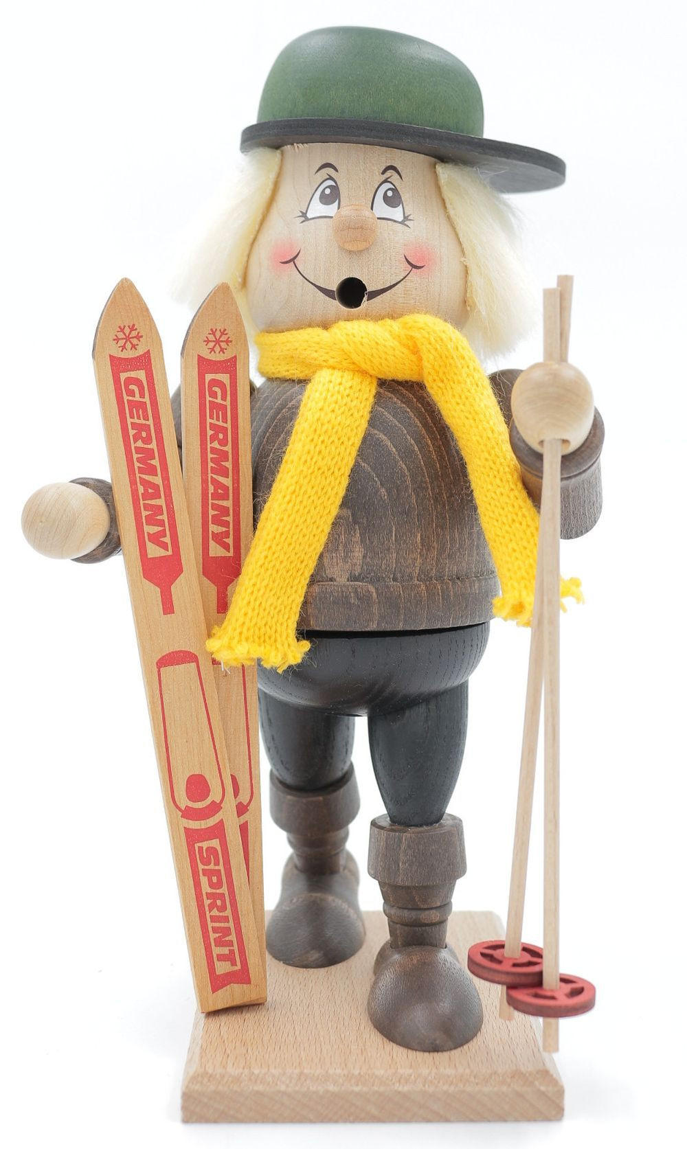 RAUCHFIGUR Wichtel Skifahrer 23 cm - Multicolor, Holz (11/23/0.1cm)