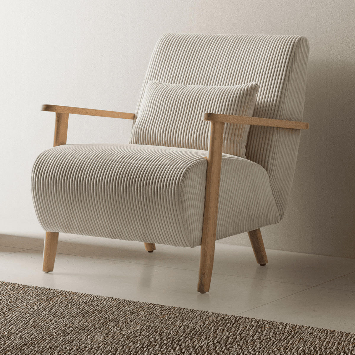 SESSEL aus Stoff mit Holzbeinen - bonnie 70/83/84 cm - Beige, Textil (83/84/70cm) - Calicosy