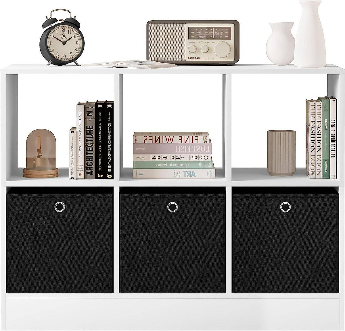 BÜCHERREGAL mit 6 Fächern, 80x60x30 cm, Weiß - Weiß, Holzwerkstoff/Textil (80/60/30cm) - Woltu