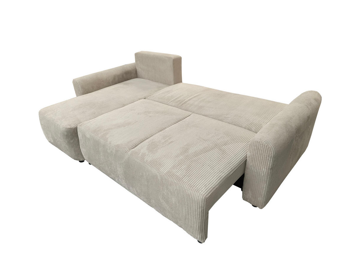 ECKSOFA HENRY in Beige mit Schlaffunktion und Bettkasten - Beige, Textil (232/150cm) - KS Home Concept