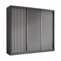 SCHWEBETÜRENSCHRANK Erika 240 cm mit Lamellen ohne Spiegel 3-türig, grau, grau, Lamelle weiß - Weiß/Grau, Kunststoff (240/216/51cm) - Margaret Hadas24