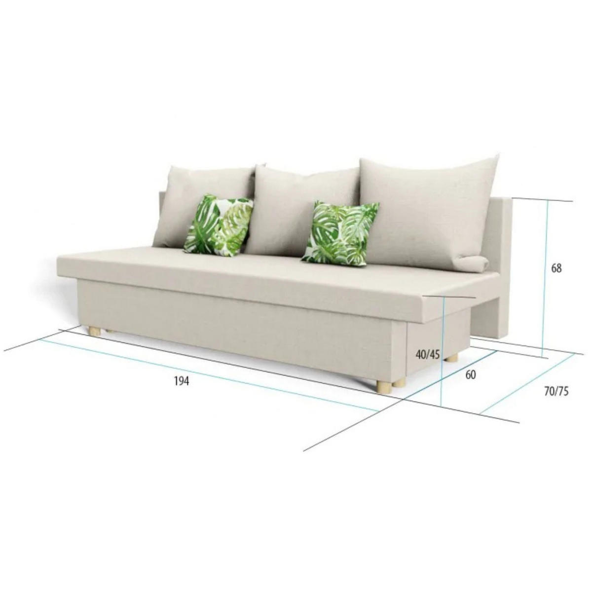 SCHLAFSOFA ANTA, Sofa mit Schlaffunktion und Bettkasten, Farbe: Grau, Veloursstoff - Grau, Textil (194/68/75cm) - Sepro Meble