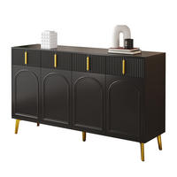 SIDEBOARD 140/38/82 cm Schwarz aus MDF mit 4 Türen und 4 Schubladen - Schwarz, Holzwerkstoff (140/82/38cm) - OKWISH