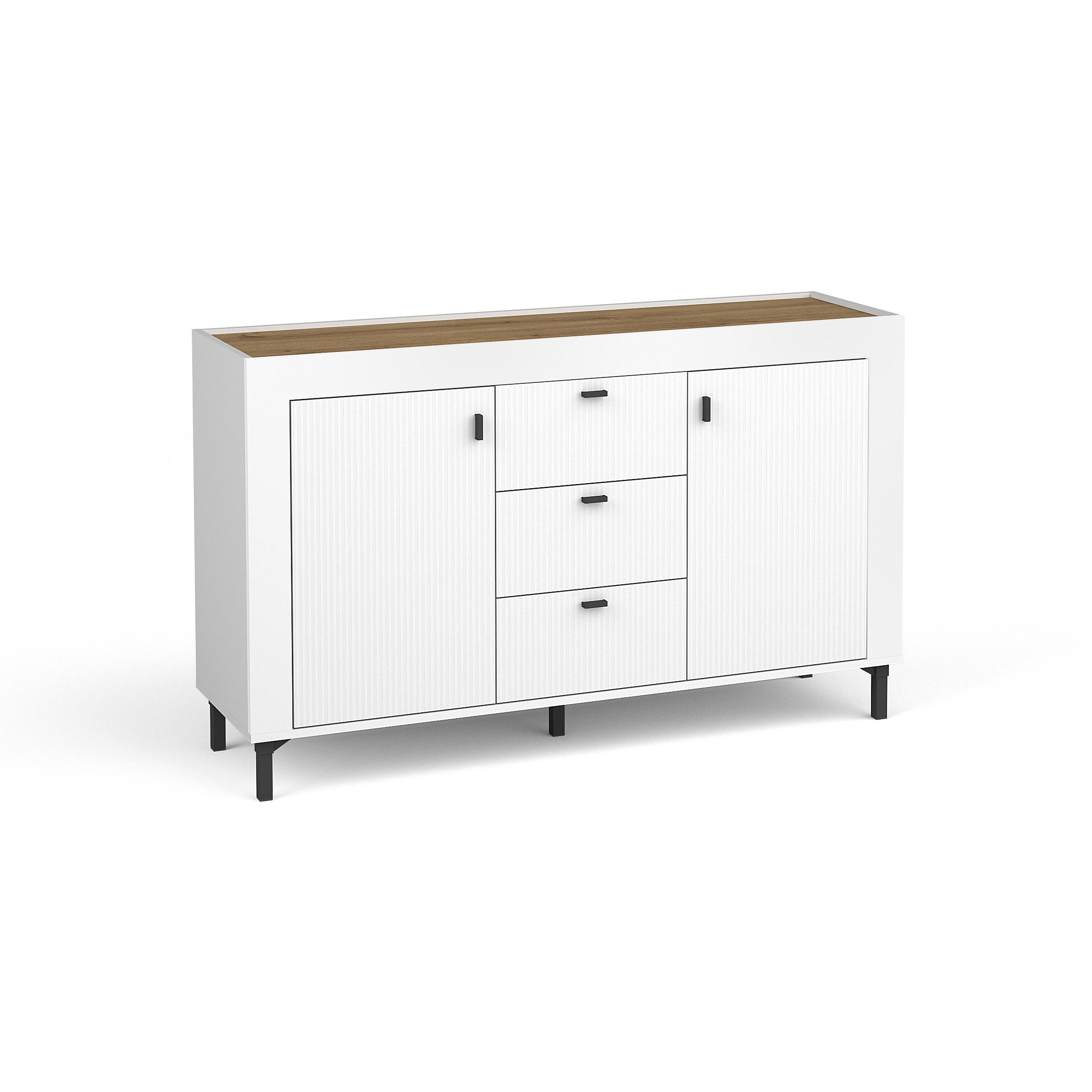 KOMMODE Monta mit 2 Türen und 3 Schubladen, Weiß - Weiß, Holzwerkstoff (137/84/40cm) - Beautysofa