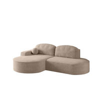 ECKSOFA mit Schlaffunktion und Bettkasten Modena Runden stoff Arena Dunkelbeige Links - Cappuccino, Holz (179/278cm) - Kaiser Möbel