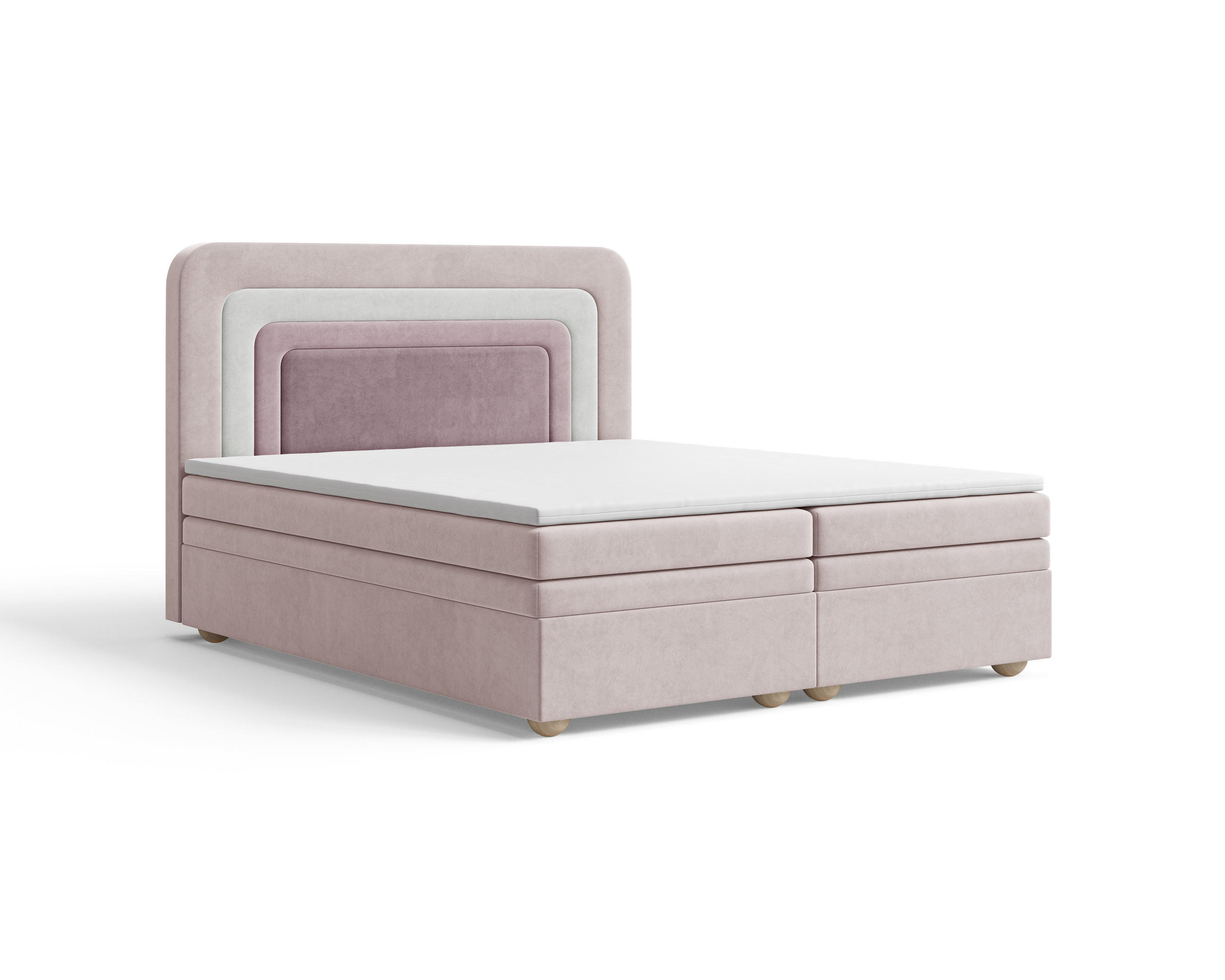 BOXBETT - Bett 10 NEST - Riviera - 140x200 cm - Modernes Polsterbett mit Bettkasten - Altrosa, Holz (140/200cm) - ROYAL24_MARKT