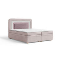 BOXBETT - Bett 10 NEST - Riviera - 140x200 cm - Modernes Polsterbett mit Bettkasten - Altrosa, Holz (140/200cm) - ROYAL24_MARKT