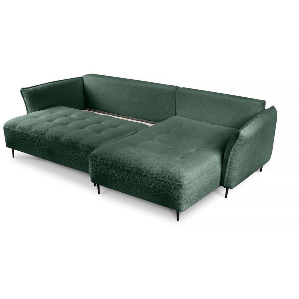 ECKSCHLAFSOFA Bari rechts grün - Schwarz/Grün, Textil (276/158cm) - Beautysofa
