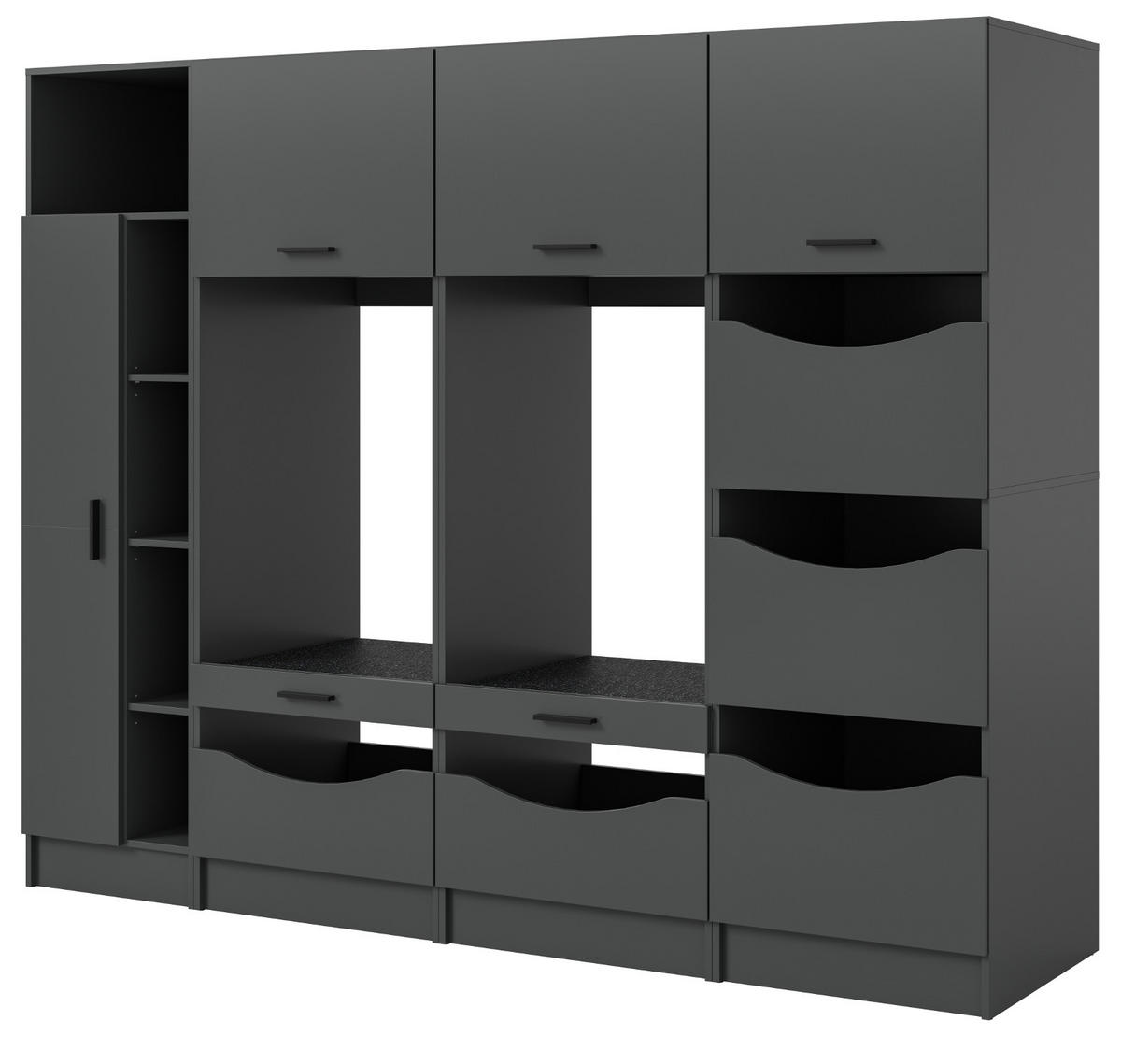 WASCHMASCHINENSCHRANK grau Set 4-teilig 242 x 196 cm, viel Stauraum - Schwarz/Grau, Holzwerkstoff/Kunststoff (242/196/68cm) - Inn.Furn