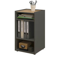 STANDCONTAINER grau matt, Eiche Wotan 40 x 70 cm, Aktenregal mit 3 Fächern - Eiche Wotan/Schwarz, Holzwerkstoff/Kunststoff (40/70/40cm) - Furn.Design