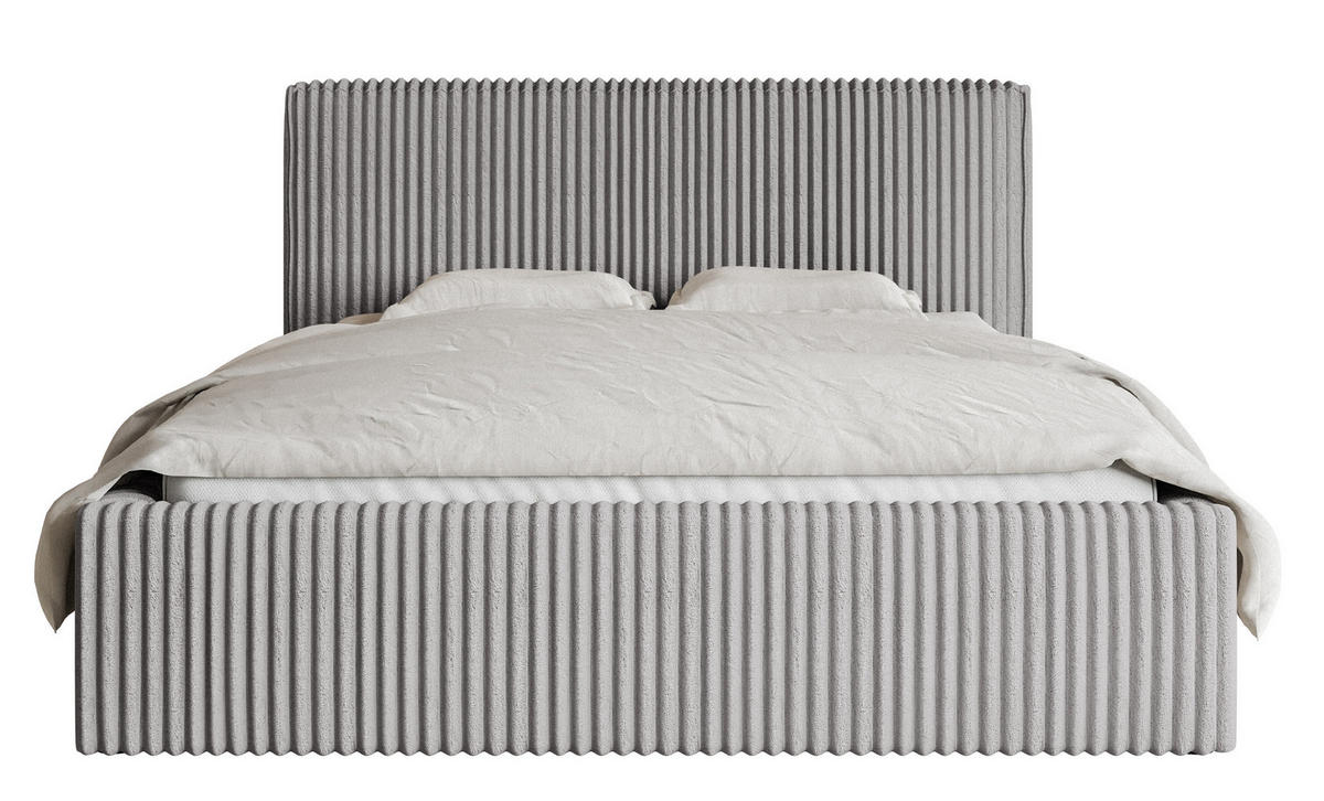 POLSTERBETT Tilio Hellgrau Cordbezug 140 cm - Hellgrau/Schwarz, Kunststoff/Textil (140/200cm) - Selsey