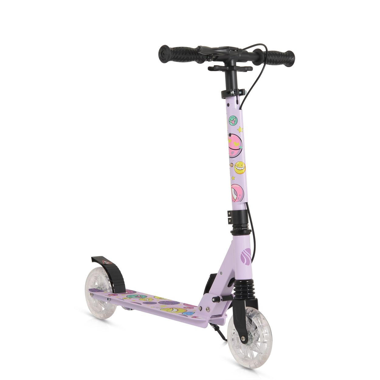 KINDERROLLER Snazzy lila LED-Räder, Frontstoßdämpfer, Seitenständer, Hinterradbremse, faltbar - Violett, Metall (89/40/74cm)