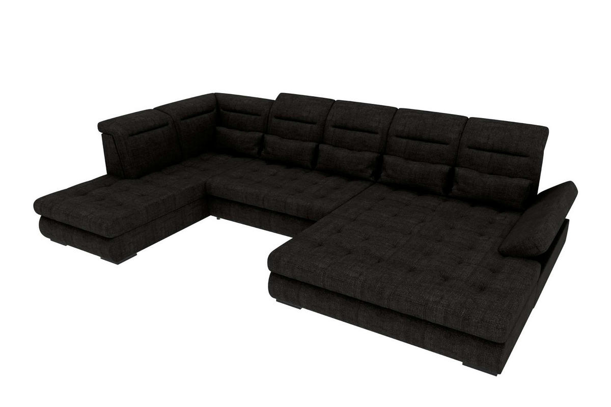WOHNLANDSCHAFT Toscana Velours inkl. Schlaffunktion - Schwarz, Textil (358/87/208cm) - 99rooms