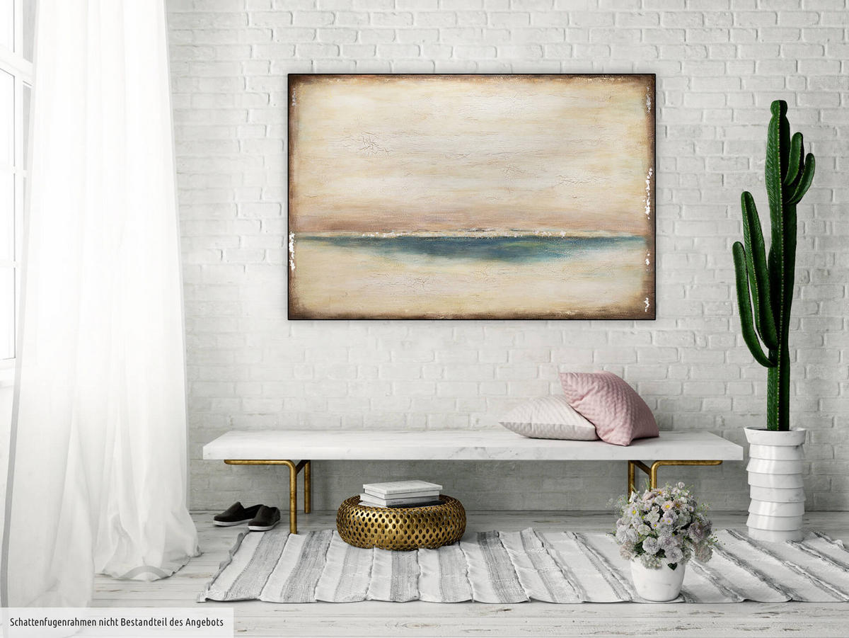 ÖLGEMÄLDE 120/80 cm - Blau/Beige, Holz/Textil (120/80cm) - KUNSTLOFT