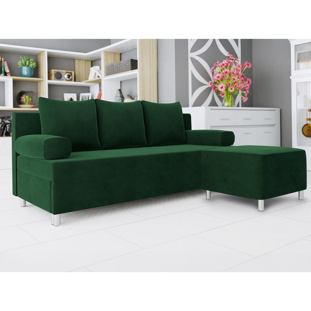 Thumbnail - Mirjan24 Schlafsofa, Grün, Textil, 3-Sitzer, L-Form,Rechteckig, 192x80 cm, Wohnzimmer, Sofas & Couches, Wohnlandschaften...